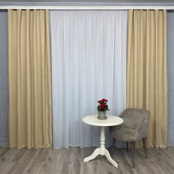 Готові штори однотонні Мікровелюр беж
