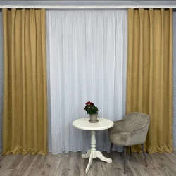 Готові штори однотонні Мікровелюр золотостий
