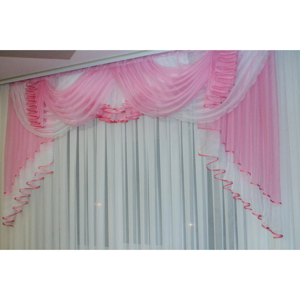 Ламбрекен шифоновий 3м №158 Рожевий