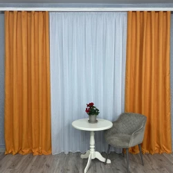 Готові штори однотонні Мікровелюр помаранчевий