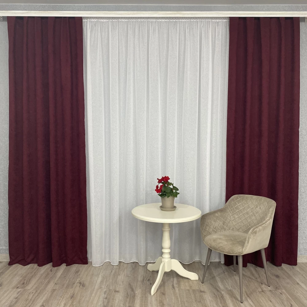 Готові штори однотонні Мікровелюр крем