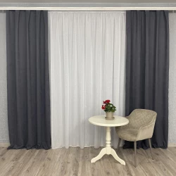 Готові штори однотонні Мікровелюр графіт