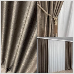 Готові штори Льон-блекаут М17 Бите скло мокко