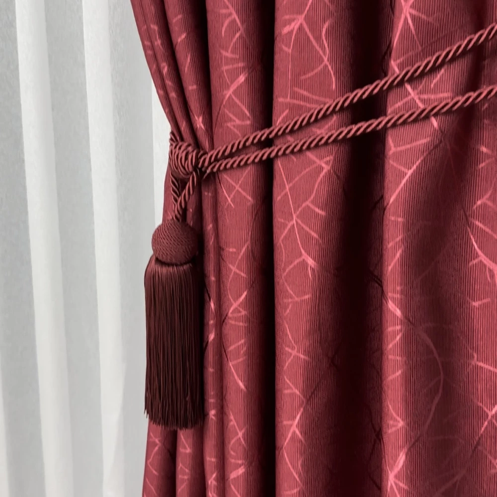 Готові штори Льон-блекаут М17 Бите скло бордо