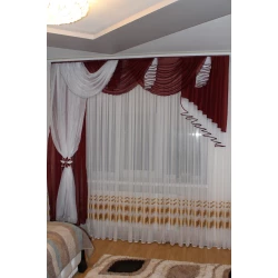 Ламбрекен зі шторкою Агнія 2,50 м бордовий