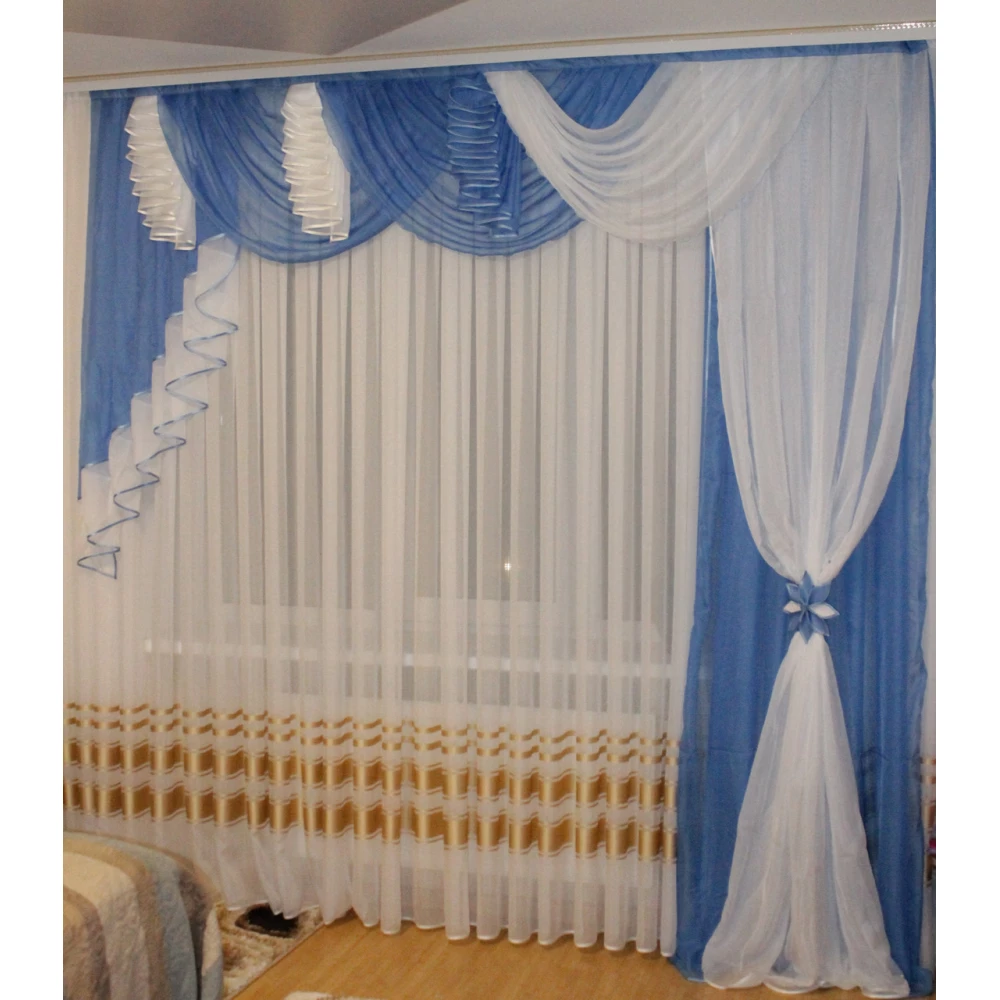 Ламбрекен со шторкой Агния 2,50м голубой