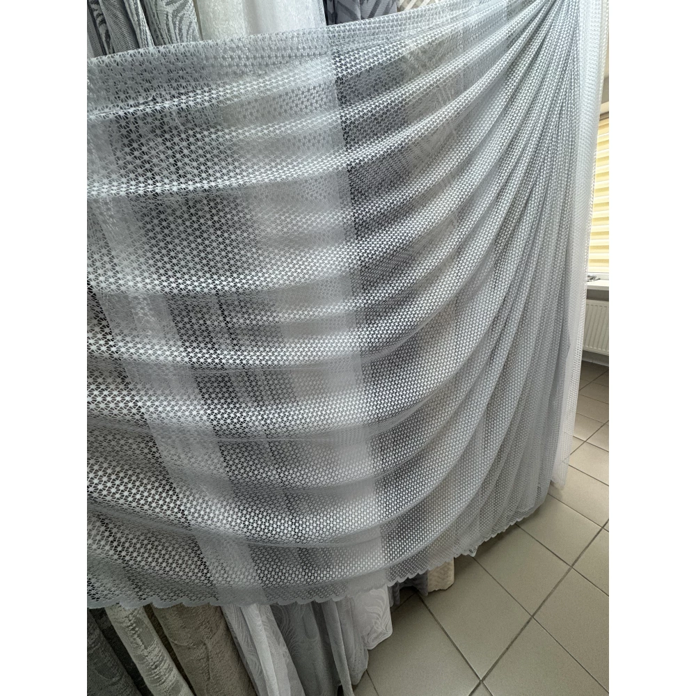 Тюль сітка Сніжинка №19462 сіра 